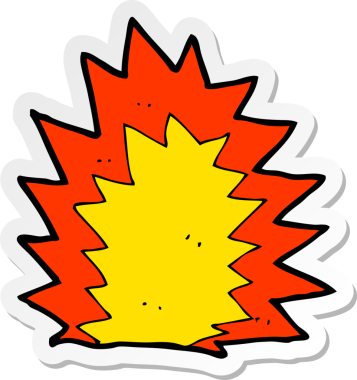 Bir insan tarafından çizilmiş bir çizgi film patlamasının çıkartması.