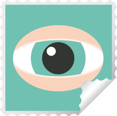 bir insan tarafından çizilmiş bir kare göz etiketi.