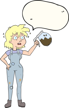 Bir insan tarafından çizilmiş çok fazla kahve serbest konuşma balonu karikatürü.