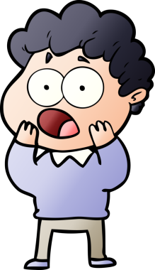 Bir insan tarafından çizilmiş bir karikatür adamı şaşkınlıkla nefes nefese kaldı.