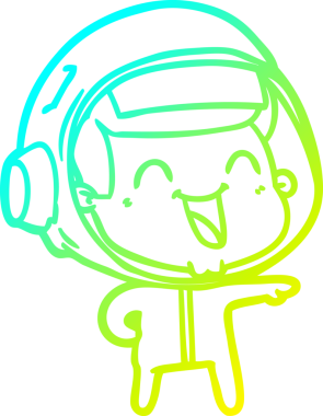 Bir insan tarafından çizilmiş mutlu bir astronotun soğuk gradyan çizimi.