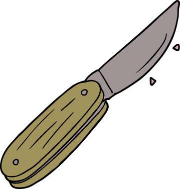 Bir insan tarafından çizilmiş katlanmış çizgi film bıçağı.