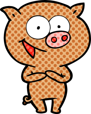 Bir insan tarafından çizilmiş neşeli domuz çizgi filmi.