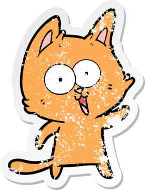 Bir insan tarafından çizilmiş komik bir çizgi film kedisinin sıkıntılı çıkartması.