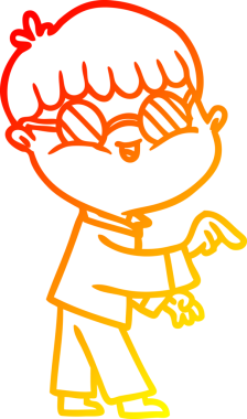 Bir insan tarafından çizilmiş gözlük takan çizgi film çocuğu çizimi.