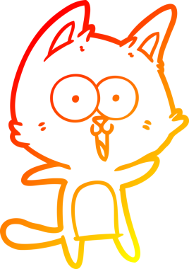 Bir insan tarafından çizilmiş komik bir çizgi film kedisinin sıcak çizgi çizimi