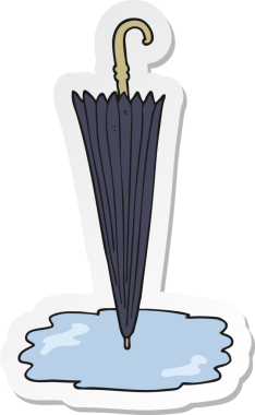 Bir insan tarafından çizilmiş karikatür şemsiyesi çıkartması.