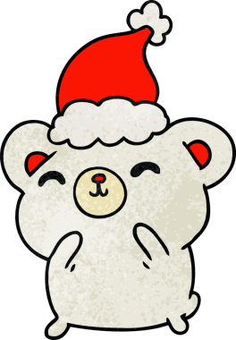 Bir insan tarafından çizilmiş kawaii kutup ayısının el yapımı karikatürü.