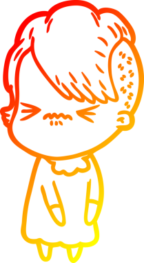 Bir insan tarafından çizilmiş, kızgın bir hipster kızın çizgi çizimi.