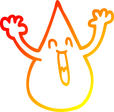 Bir insan tarafından çizilen yağmur damlasının sıcak çizgi çizimi