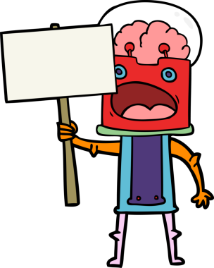 Bir insan tarafından çizilmiş çizgi film robotu