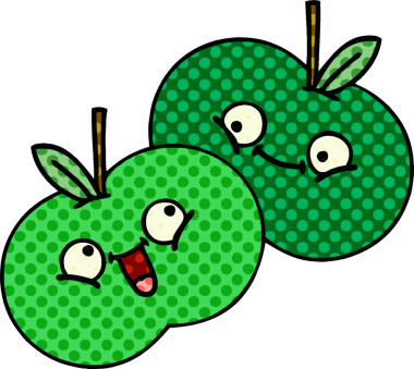 bir insan tarafından çizilmiş elmaların çizgi romanı