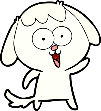 Bir insan tarafından çizilmiş şirin bir çizgi film köpeği.