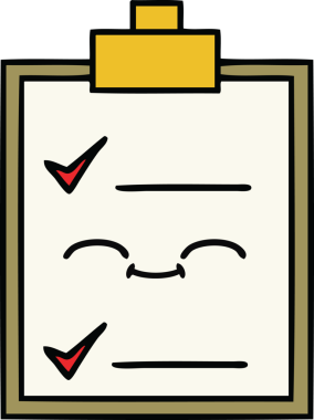 Bir insan tarafından çizilmiş kontrol listesinin sevimli karikatürü