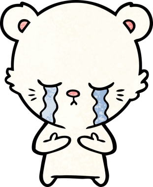 Bir insan tarafından çizilmiş üzgün küçük kutup ayısı çizgi filmi.