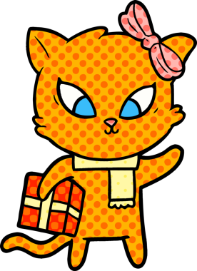 Bir insan tarafından çizilmiş çizgi film kedisi.