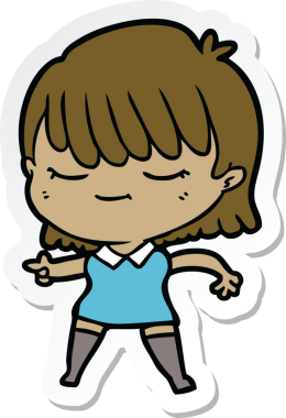 Bir insan tarafından çizilmiş bir karikatür kadının çıkartması.