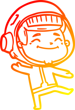 Bir insan tarafından çizilmiş mutlu bir astronotun sıcak çizgi çizimi