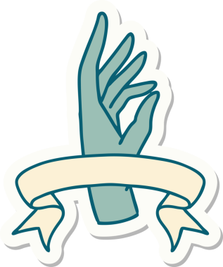 Bir insan tarafından çizilmiş el pankartıyla dövme stili çıkartması