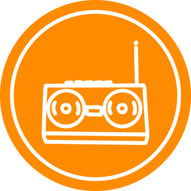 bir insan tarafından çizilmiş radyo kaset çalar dairesel simgesi