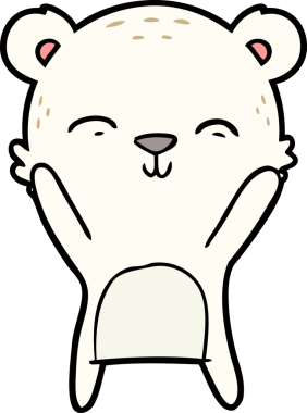 Bir insan tarafından çizilmiş mutlu kutup ayısı çizgi filmi.