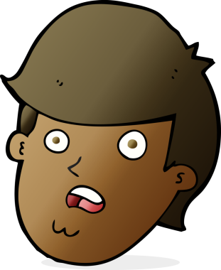 Bir insan tarafından çizilmiş koca çeneli çizgi film adamı.