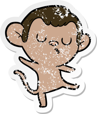 Bir insan tarafından çizilmiş karikatür maymununun sıkıntılı çıkartması