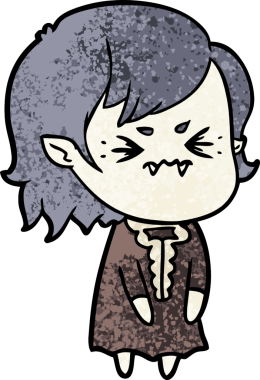 Bir insan tarafından çizilmiş kızgın vampir kız.