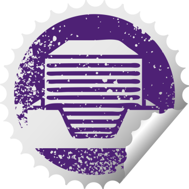 Bir insan tarafından çizilmiş bir yığın ofis kâğıdının sıkıntılı, dairesel kabartma etiketi.