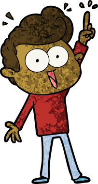 Bir insan tarafından çizilmiş çizgi film bakışlı adam.