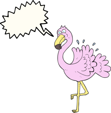 Bir insan tarafından çizilmiş serbest konuşma balonu flamingo karikatürü