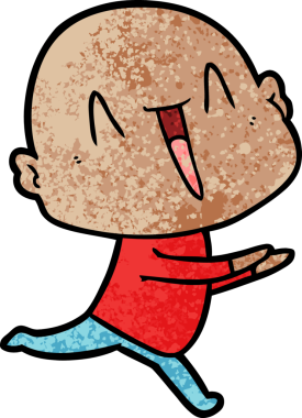 Bir insan tarafından çizilmiş mutlu, kel adam.