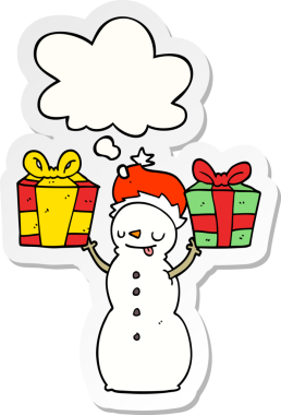 Düşünce baloncuğuyla birlikte bir insan tarafından çizilmiş kardan adam çizimi.