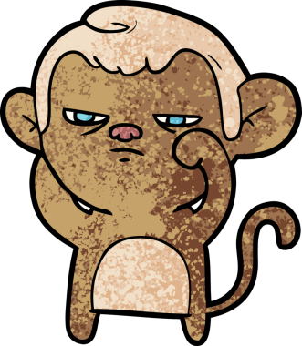 Bir insan tarafından çizilmiş sinir bozucu bir maymun.