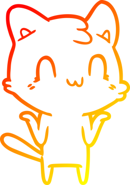 Bir insan tarafından çizilen mutlu çizgi bir kedinin sıcak gradyan çizimi