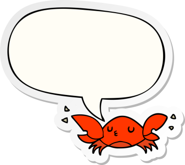 Bir insan tarafından çizilmiş konuşma balonu çıkartmalı karikatür yengeci