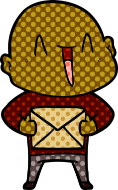 Bir insan tarafından çizilmiş mutlu, kel adam.