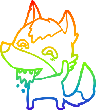 Gökkuşağı gradyan çizgisi insan tarafından çizilmiş aç bir kurt çizgi.