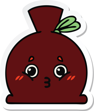 Bir insan tarafından çizilmiş şirin bir karikatür çuvalı.