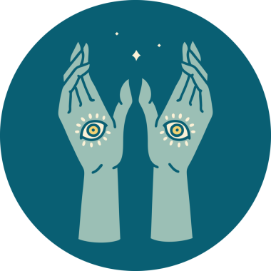 Bir insan tarafından çizilmiş mistik ellerin ikonik dövme şekli