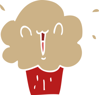 Bir insan tarafından çizilmiş düz renkli çizgi film keki.