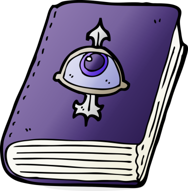 bir insan tarafından çizilmiş bir büyü kitabı.