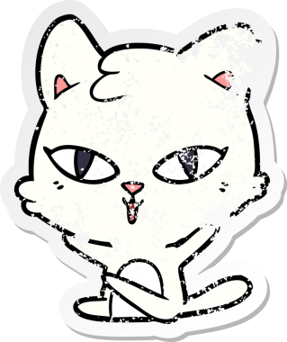 Bir insan tarafından çizilmiş karikatür bir kedinin sıkıntılı çıkartması.