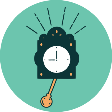 Bir insan tarafından çizilen dövme stili tik-tak saatinin simgesi