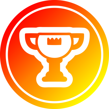 Ödül ödülü dairesel simgesi, sıcak gradyan bir insan tarafından çizilmiş.