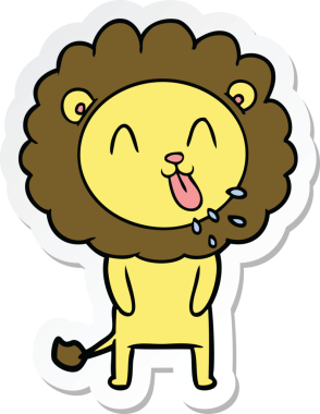 Bir insan tarafından çizilmiş mutlu bir aslanın çıkartması.