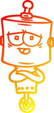 Bir insan tarafından çizilen çizgi film robotunun sıcak çizgi çizimi