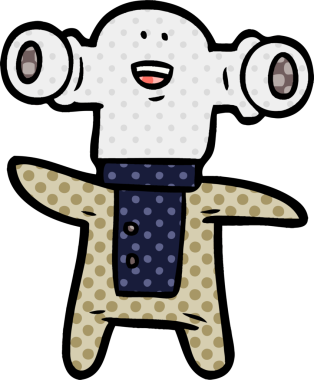 Bir insan tarafından çizilmiş dostane bir uzaylı çizgi filmi.