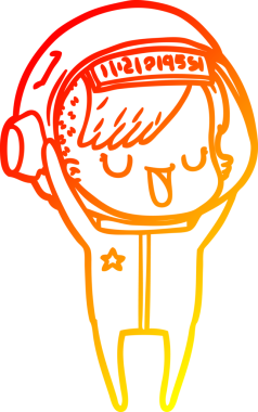 Bir insan tarafından çizilmiş bir astronot kadın çizgi çizimi.