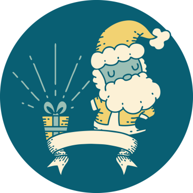 Bir insan tarafından çizilmiş dövme stili Noel Baba karakterinin simgesi